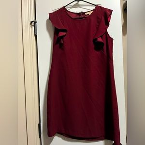 Maroon Sleeveless Ruffle Dress